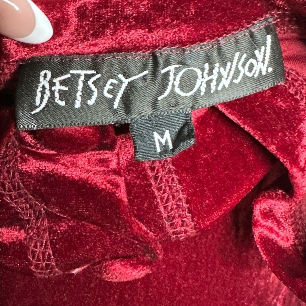 VTG 90s Betsey Johnson Crushed Velvet Maxi Dress Burgundy Wine Medium - Picture 11 of 11